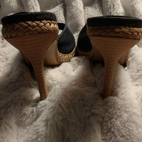 Newport News Easy Style Denim Heeled Sandals - Picture 4 of 6